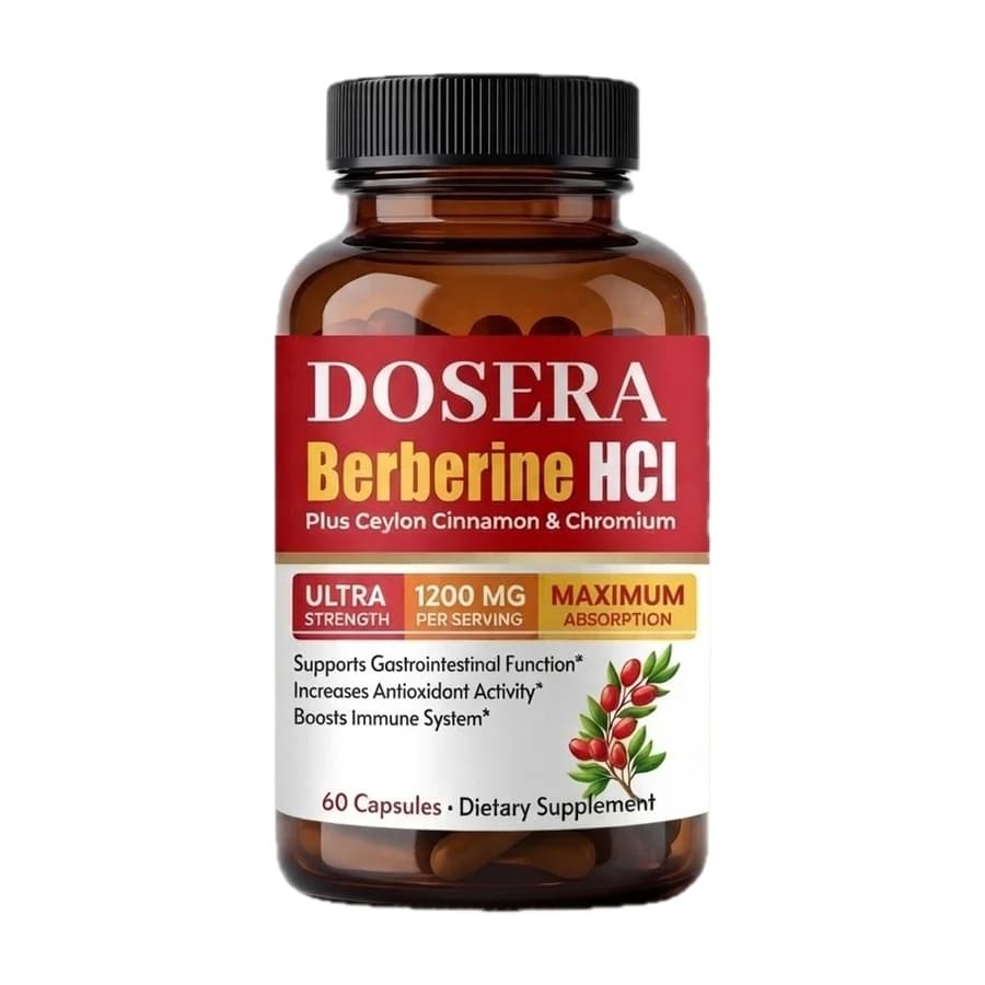 Dosera bottle of berberine HCl 1,200 mg with Ceylon cinnamon, 60 capsules