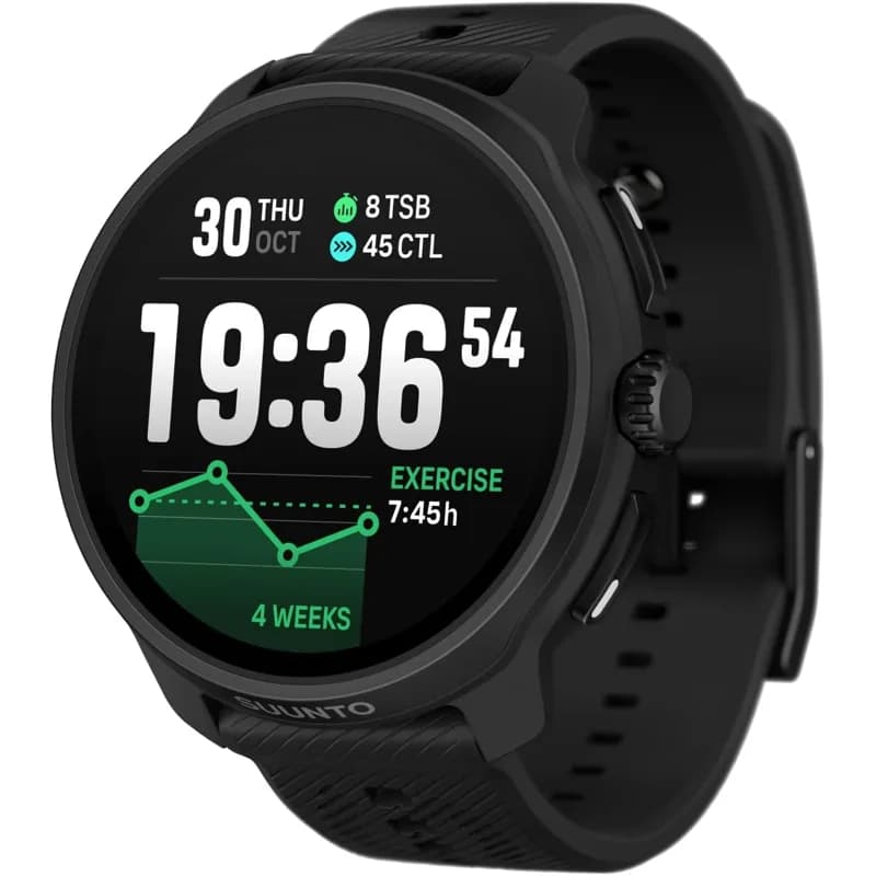 Suunto Race 2 in all black with large round AMOLED display